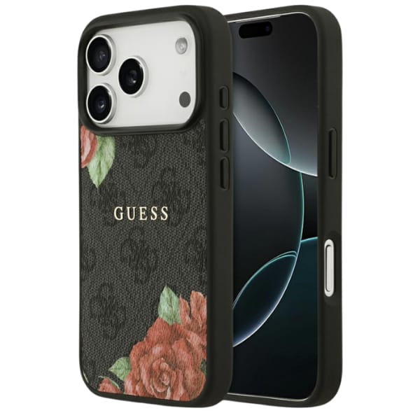 Etui Guess 4G Flowers Print MagSafe do   iPhone 17 Pro Max czarny