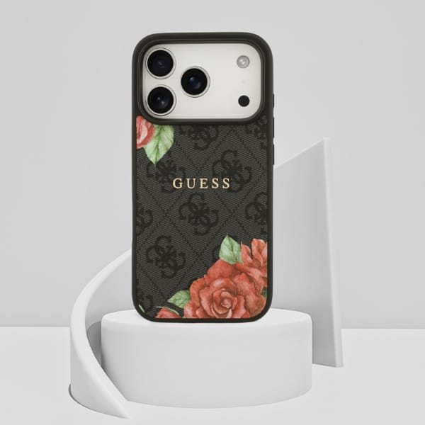 Etui Guess 4G Flowers Print MagSafe do   iPhone 17 Pro Max czarny
