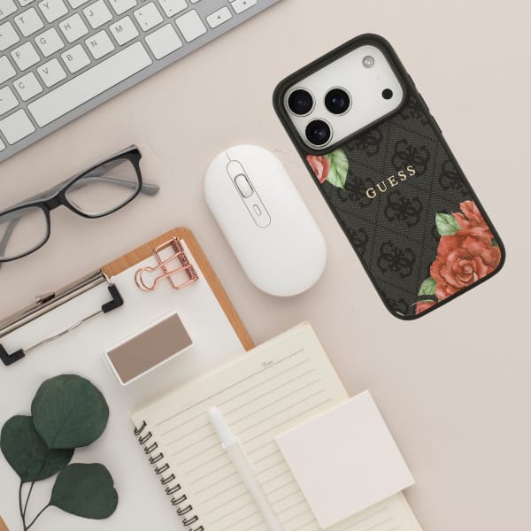 Etui Guess 4G Flowers Print MagSafe do   iPhone 17 Pro Max czarny