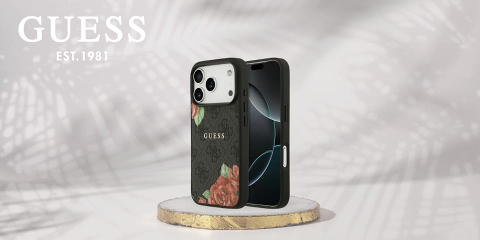 Etui Guess 4G Flowers Print MagSafe do   iPhone 17 Pro Max czarny
