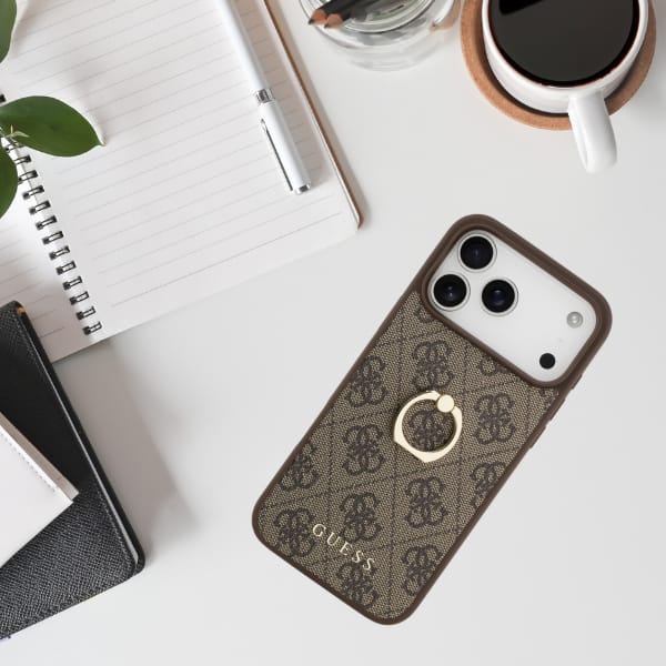 Etui Guess 4G Ring Stand do iPhone 17    Pro Max brązowy