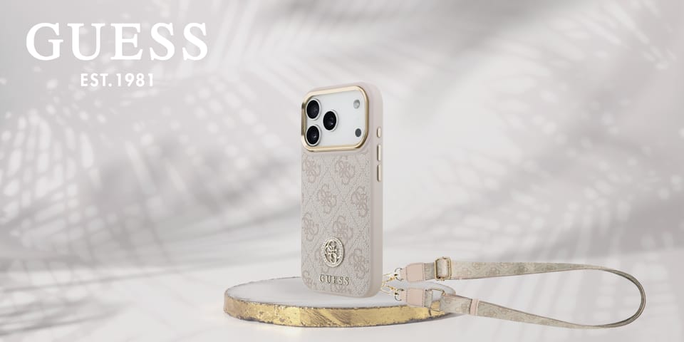 Etui Guess 4G Strass Logo & Big Strap    Metal Buttons MagSafe do iPhone 17 Pro różowy