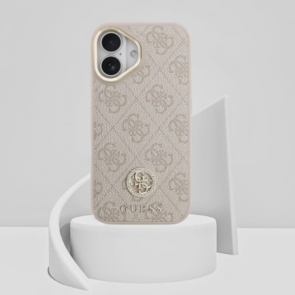 Etui Guess 4G Strass Logo & Big Strap    Metal Buttons MagSafe do iPhone 17 różowy