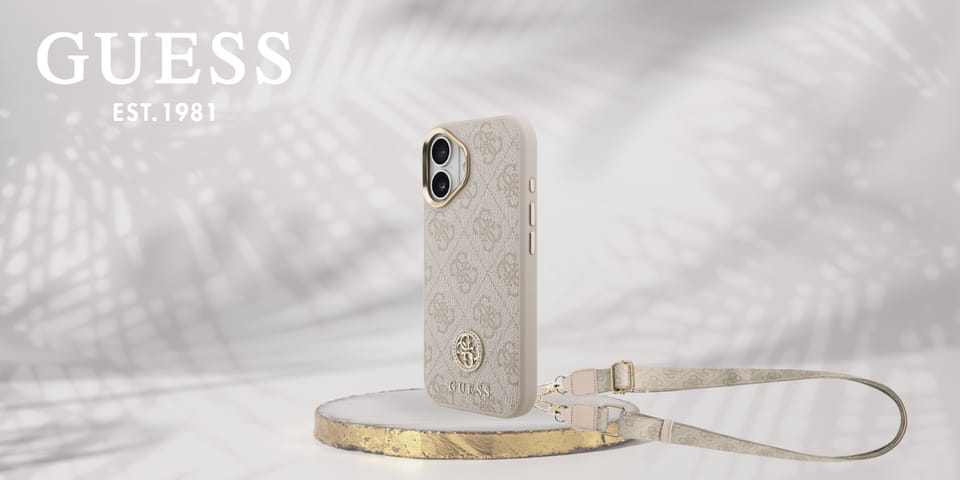 Etui Guess 4G Strass Logo & Big Strap    Metal Buttons MagSafe do iPhone 17 różowy
