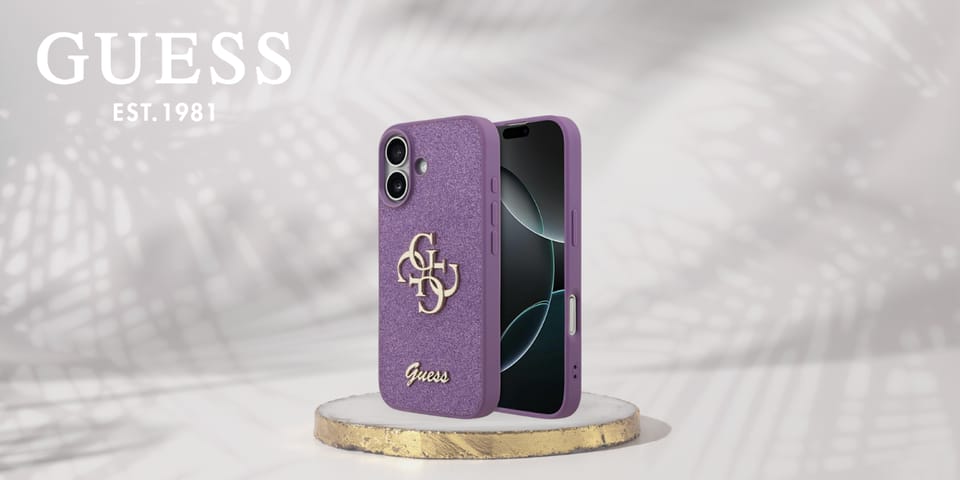 Etui Guess Fixed Glitter Big 4G do       iPhone 17 liliowy