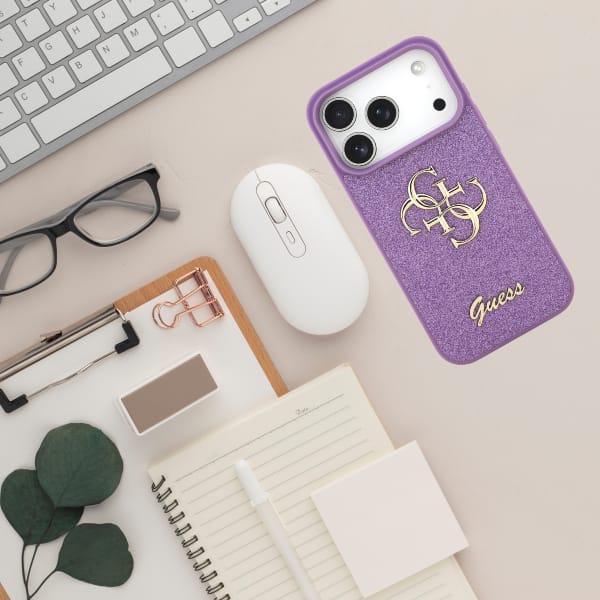Etui Guess Fixed Glitter Big 4G do       iPhone 17 Pro liliowy