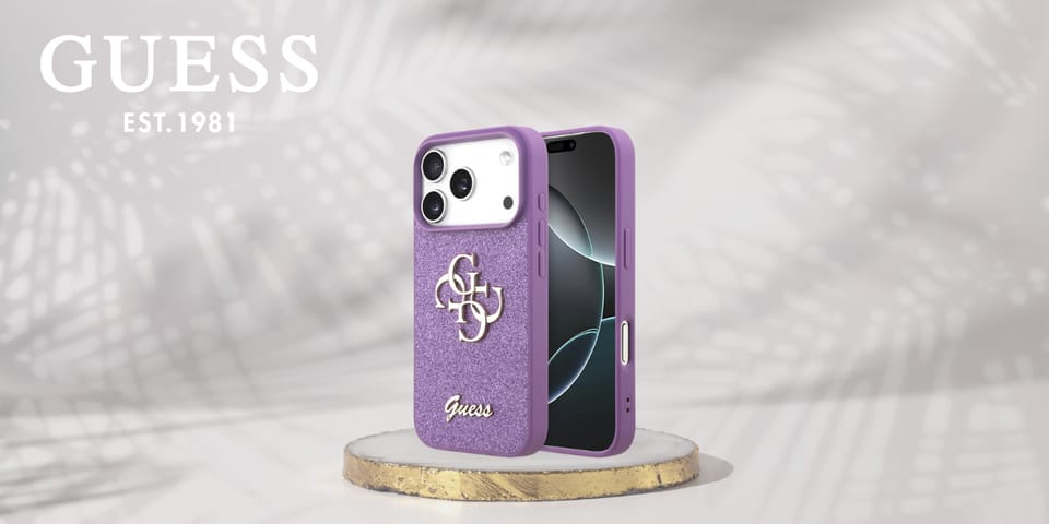 Etui Guess Fixed Glitter Big 4G do       iPhone 17 Pro liliowy