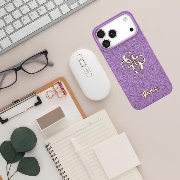Etui Guess Fixed Glitter Big 4G do       iPhone 17 Pro Max liliowy
