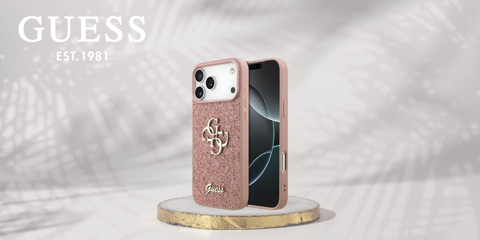 Etui Guess Fixed Glitter Big 4G do       iPhone 17 Pro Max różowy