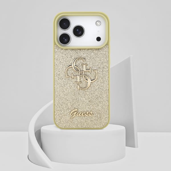Etui Guess Fixed Glitter Big 4G do       iPhone 17 Pro złoty