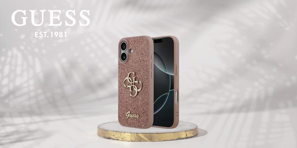 Etui Guess Fixed Glitter Big 4G do       iPhone 17 różowy