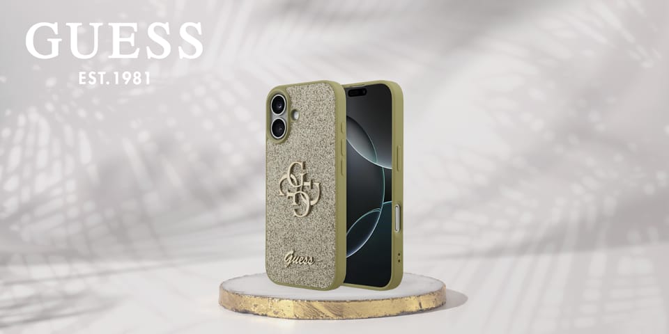 Etui Guess Fixed Glitter Big 4G do       iPhone 17 złoty