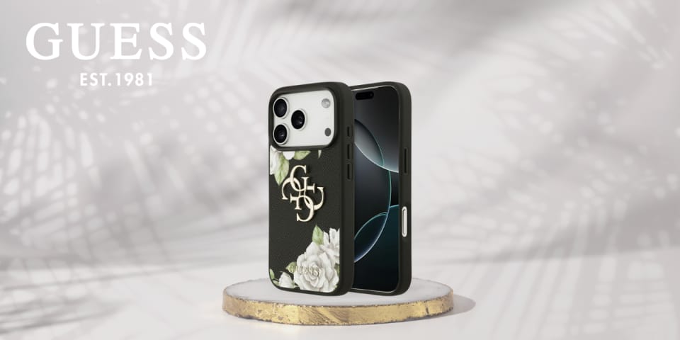 Etui Guess Grained Roses & Big 4G Logo   do iPhone 17 Pro czarny