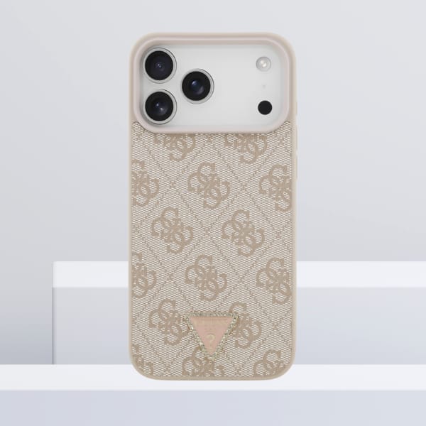 Etui Guess Leather 4G Triangle Strass    MagSafe do iPhone 17 Pro Max różowy