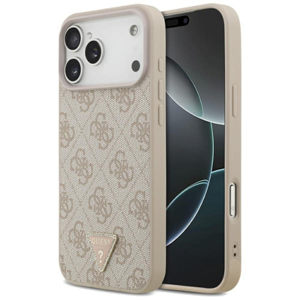 Etui Guess Leather 4G Triangle Strass    MagSafe do iPhone 17 Pro Max różowy