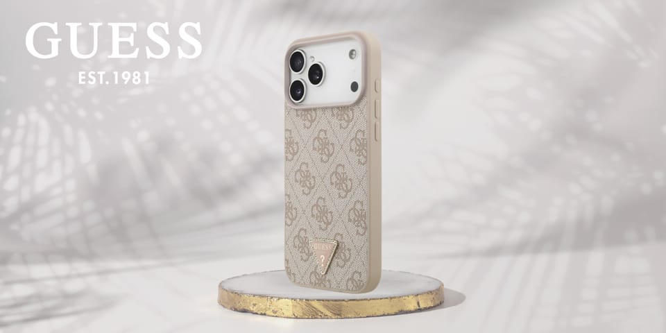 Etui Guess Leather 4G Triangle Strass    MagSafe do iPhone 17 Pro Max różowy
