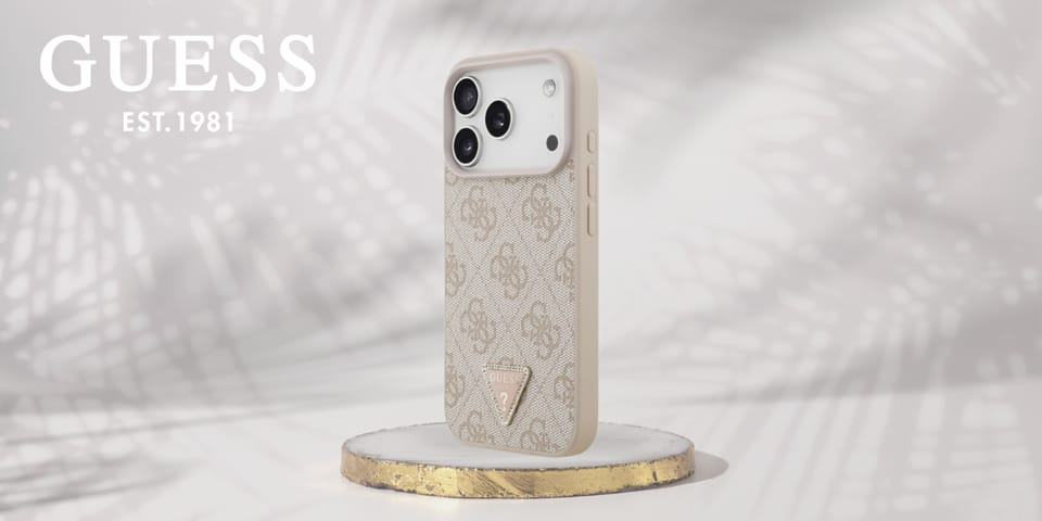Etui Guess Leather 4G Triangle Strass    MagSafe do iPhone 17 Pro różowy