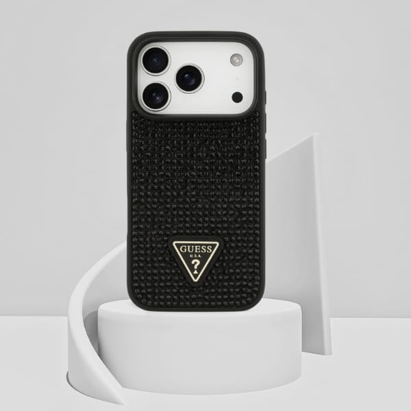 Etui Guess Rhinestone Triangle Logo do   iPhone 17 Pro czarny