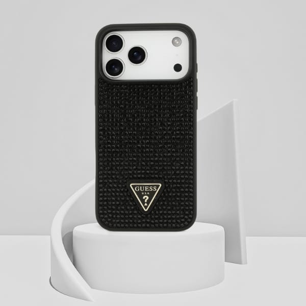 Etui Guess Rhinestone Triangle Logo do   iPhone 17 Pro Max czarny