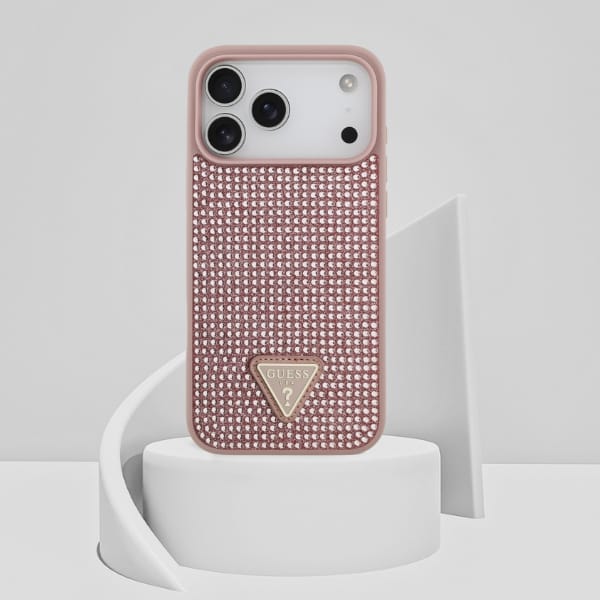 Etui Guess Rhinestone Triangle Logo do   iPhone 17 Pro Max różowy