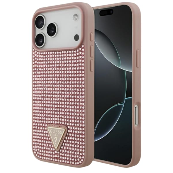 Etui Guess Rhinestone Triangle Logo do   iPhone 17 Pro Max różowy