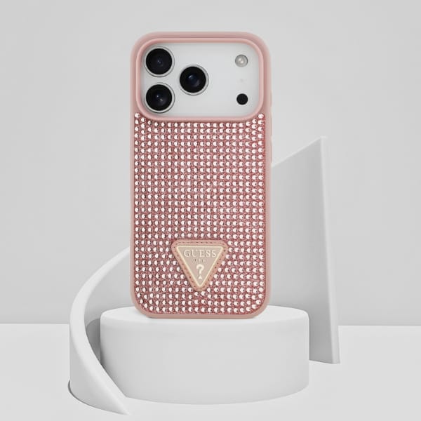 Etui Guess Rhinestone Triangle Logo do   iPhone 17 Pro różowy