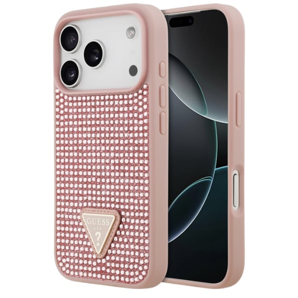 Etui Guess Rhinestone Triangle Logo do   iPhone 17 Pro różowy