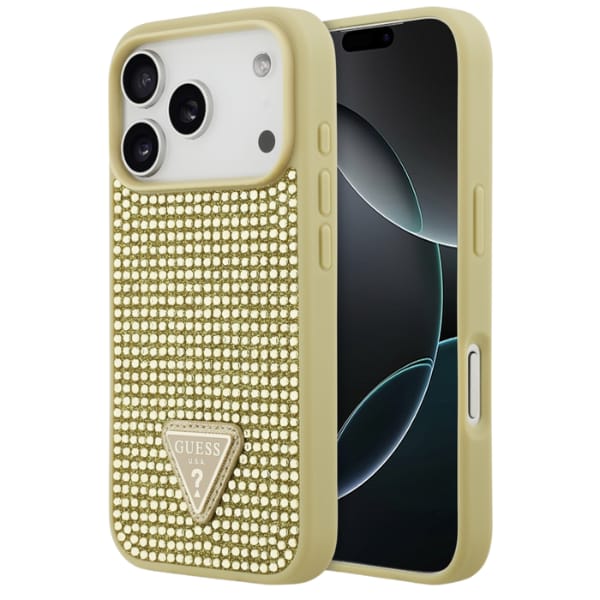 Etui Guess Rhinestone Triangle Logo do   iPhone 17 Pro złoty