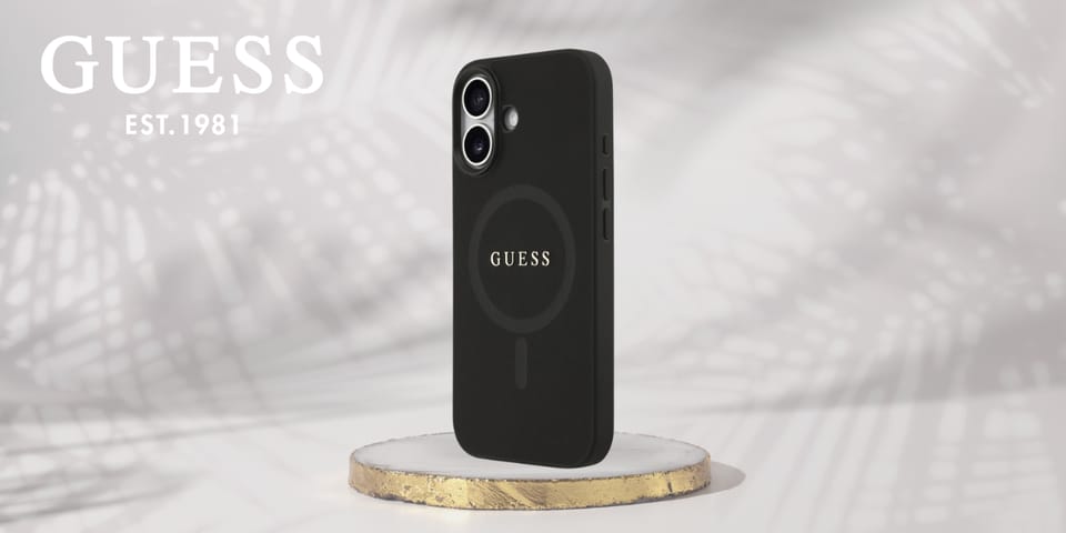 Etui Guess Saffiano Classic Logo MagSafe do iPhone 17 czarny