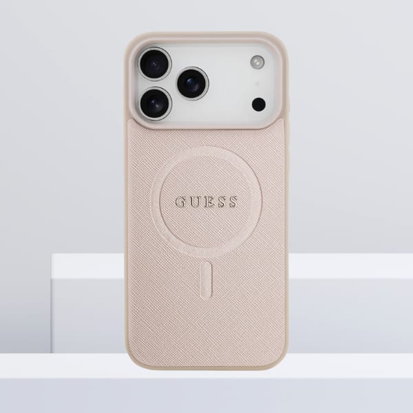 Etui Guess Saffiano Classic Logo MagSafe do iPhone 17 Pro Max różowy