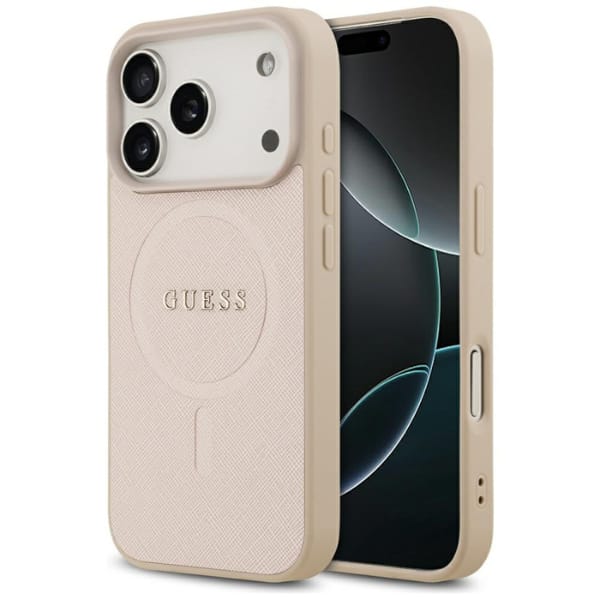 Etui Guess Saffiano Classic Logo MagSafe do iPhone 17 Pro różowy