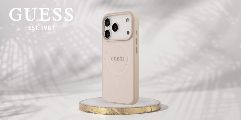 Etui Guess Saffiano Classic Logo MagSafe do iPhone 17 Pro różowy