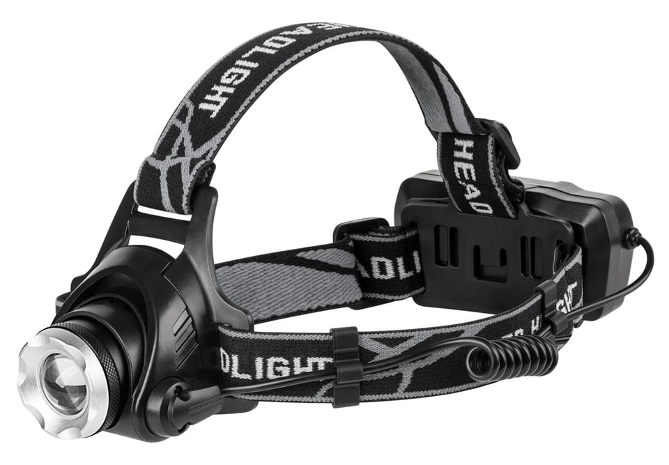 Akumulatorowa latarka czołowa Rebel 10W zoom, aluminium