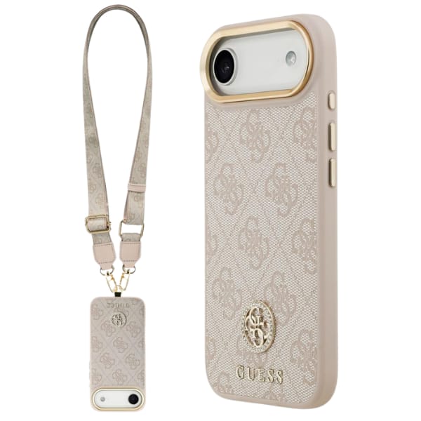 Etui Guess 4G Strass Logo & Big Strap    Metal Buttons MagSafe do iPhone Air różowy