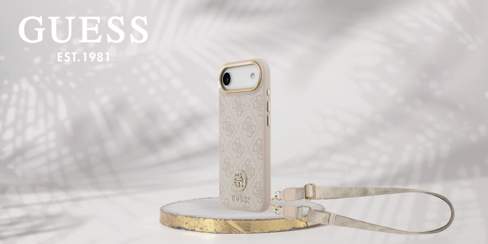 Etui Guess 4G Strass Logo & Big Strap    Metal Buttons MagSafe do iPhone Air różowy