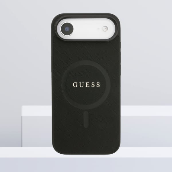 Etui Guess Saffiano Classic Logo MagSafe do iPhone Air czarny