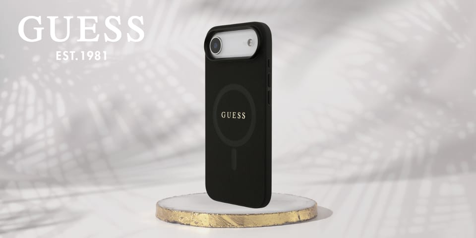 Etui Guess Saffiano Classic Logo MagSafe do iPhone Air czarny