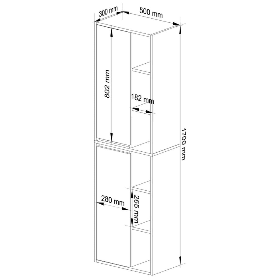 Meble AKORD - Szafka łazienkowa AKORD VAMI Biała 35 cm 1 drzwi kolor Dąb Sonoma mat 3 półki 35x80x30 cm - Wymiary toaletki AKORD - 5901738165694