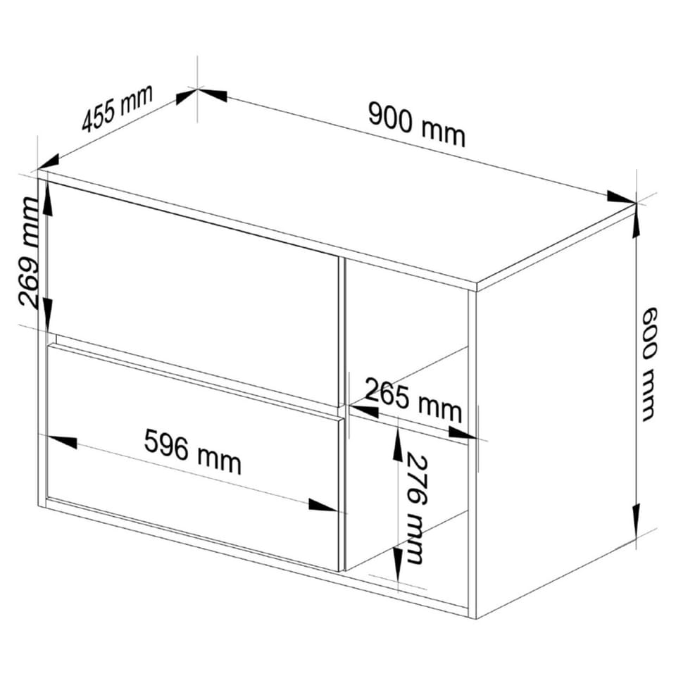 SZAFKA ŁAZIENKOWA POD UMYWALKĘ VAMI W 90 cm 2 SZUFLADY GRAFIT SZARY / DĄB ARTISAN