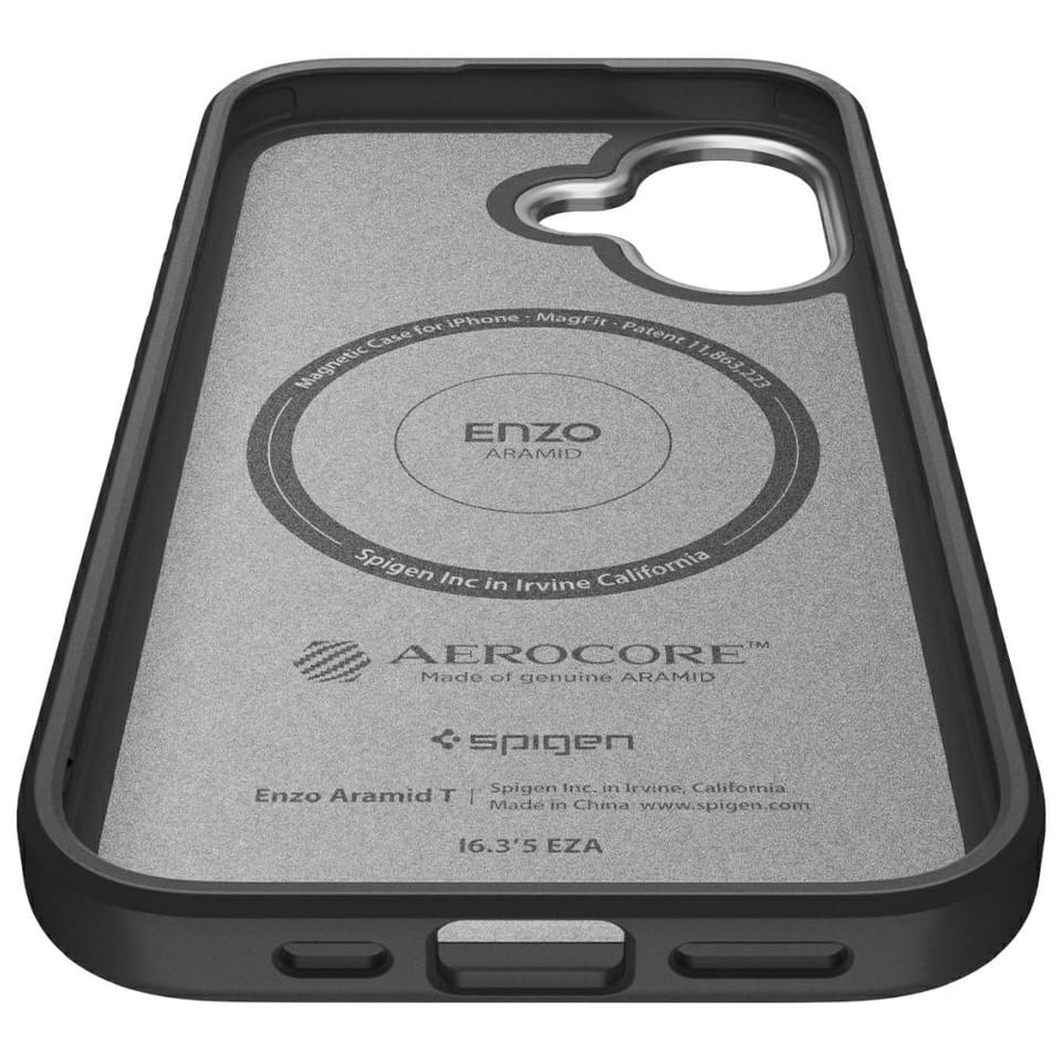 Etui Spigen Enzo Aramid "T" Mag MagSafe  do iPhone 17 czarno srebrny