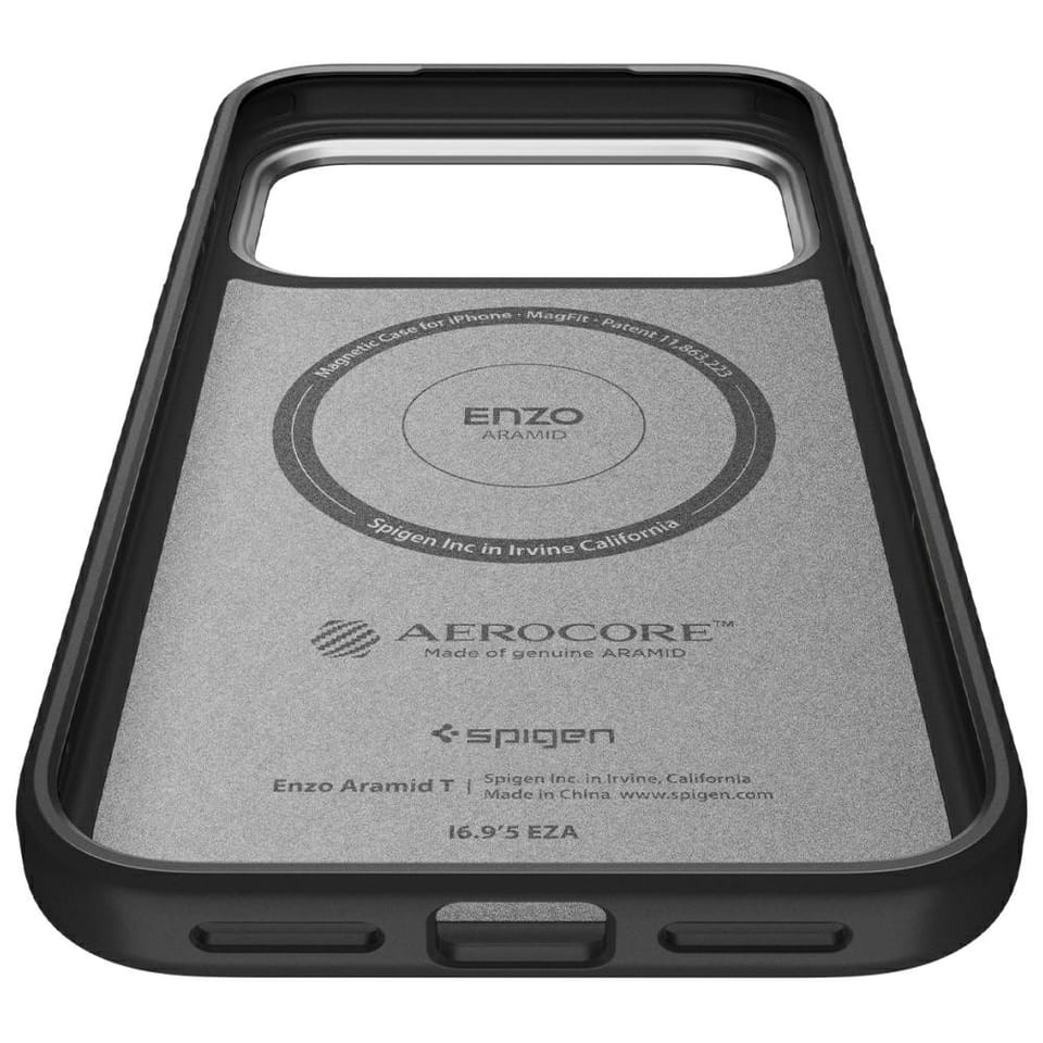 Etui Spigen Enzo Aramid "T" Mag MagSafe  do iPhone 17 Pro czarno srebrny