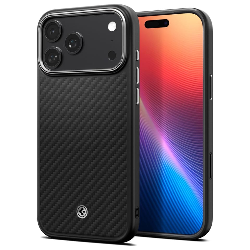 Etui Spigen Enzo Aramid "T" Mag MagSafe  do iPhone 17 Pro czarno srebrny