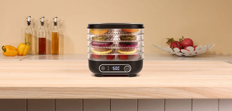 Mała suszarka do grzybów, warzyw, owoców 300W 5 sit termoobieg LCD Teesa