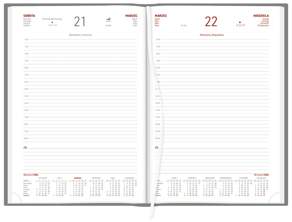 Kalendarz A4 Aluminium STANDARD dzienny p.biały 237 A4DB granatowy Wokół Nas