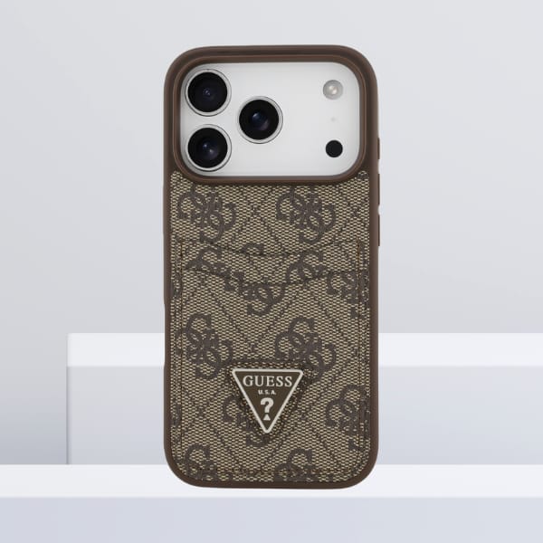 Etui Guess 4G Double Card Triangle do    iPhone 17 Pro brązowy