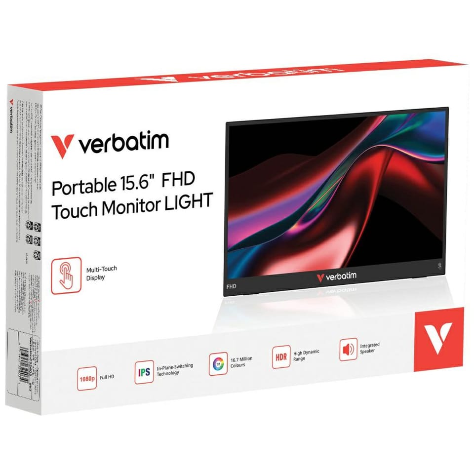 Monitor przenośny dotykowy Verbatim      LIGHT 15,6" FHD czarny 32402