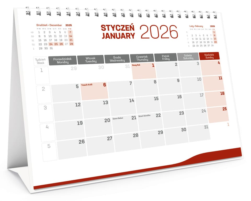 Kalendarz stojący miesięczny 2026 KB034B Wokół Nas
