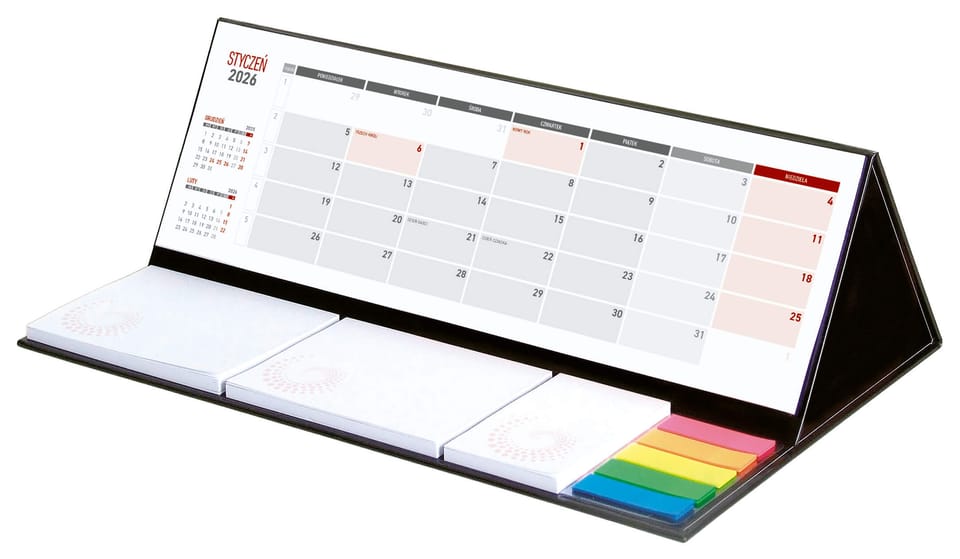 Kalendarz z notesem MAXI miesięczny czarny 2026 KB062B Wokół Nas