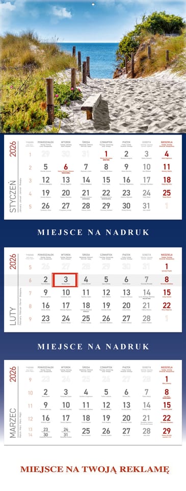 Kalendarz trójdzielny MORZE KS055B WOKÓŁ NAS