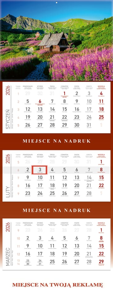 Kalendarz trójdzielny KS055B -HALA GĄSIENICOWA